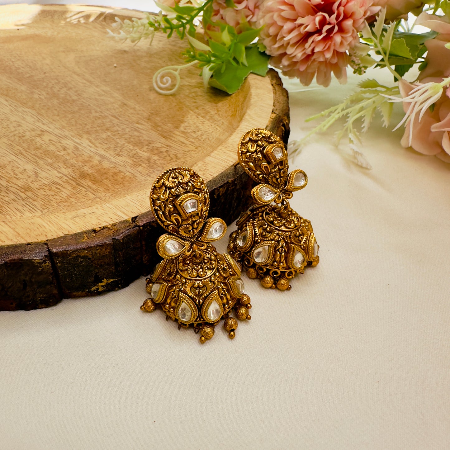 Temple Jhumki Earrings