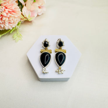 Dual tone Silver Replica stone earrings