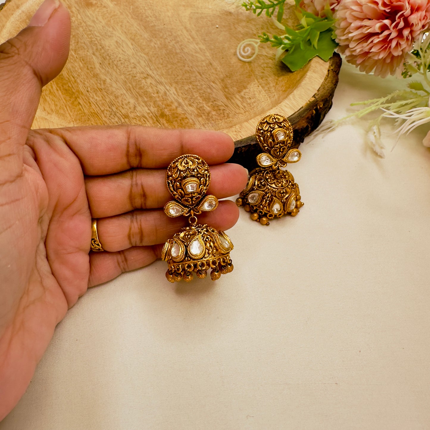 Temple Jhumki Earrings