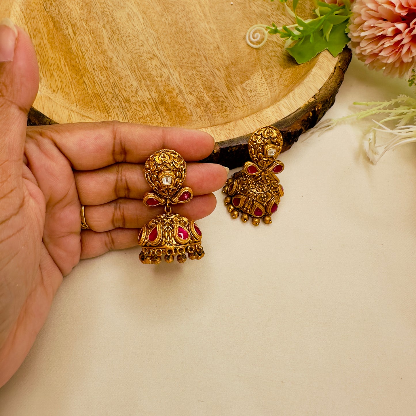 Temple Jhumki Earrings