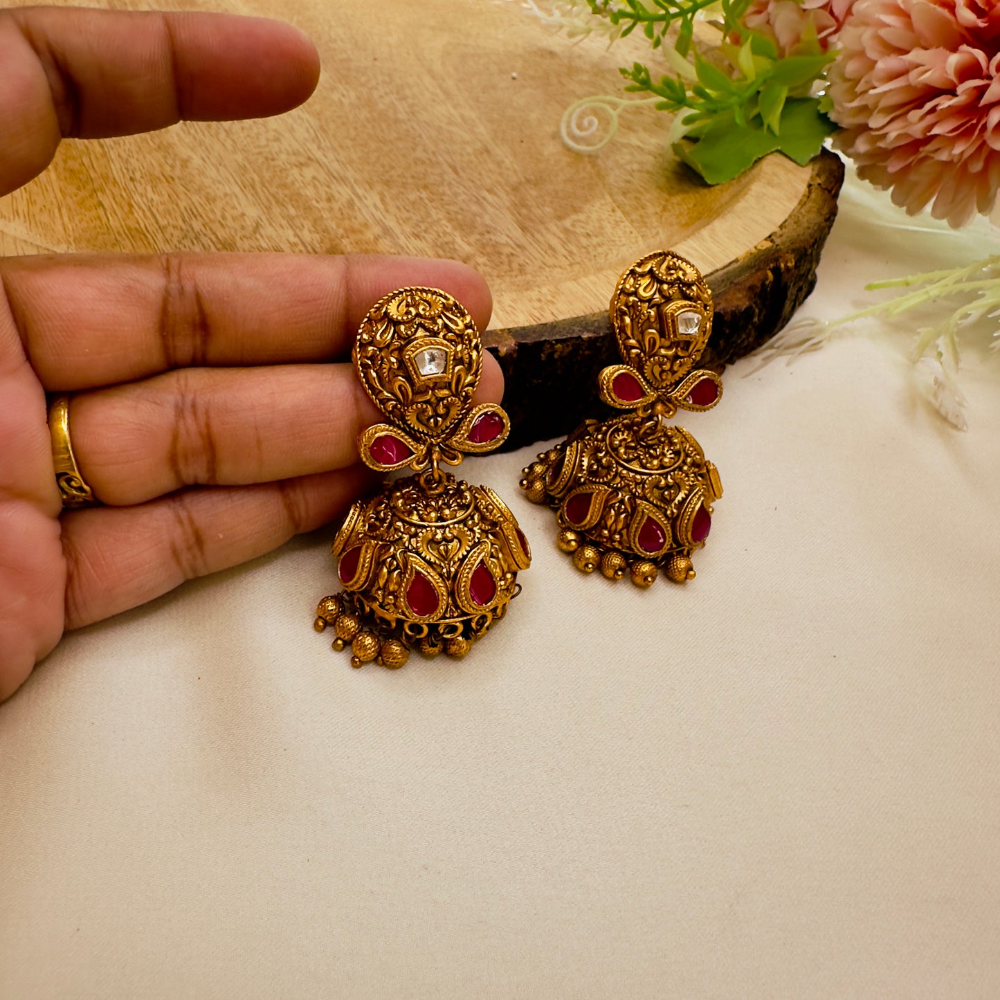 Temple Jhumki Earrings