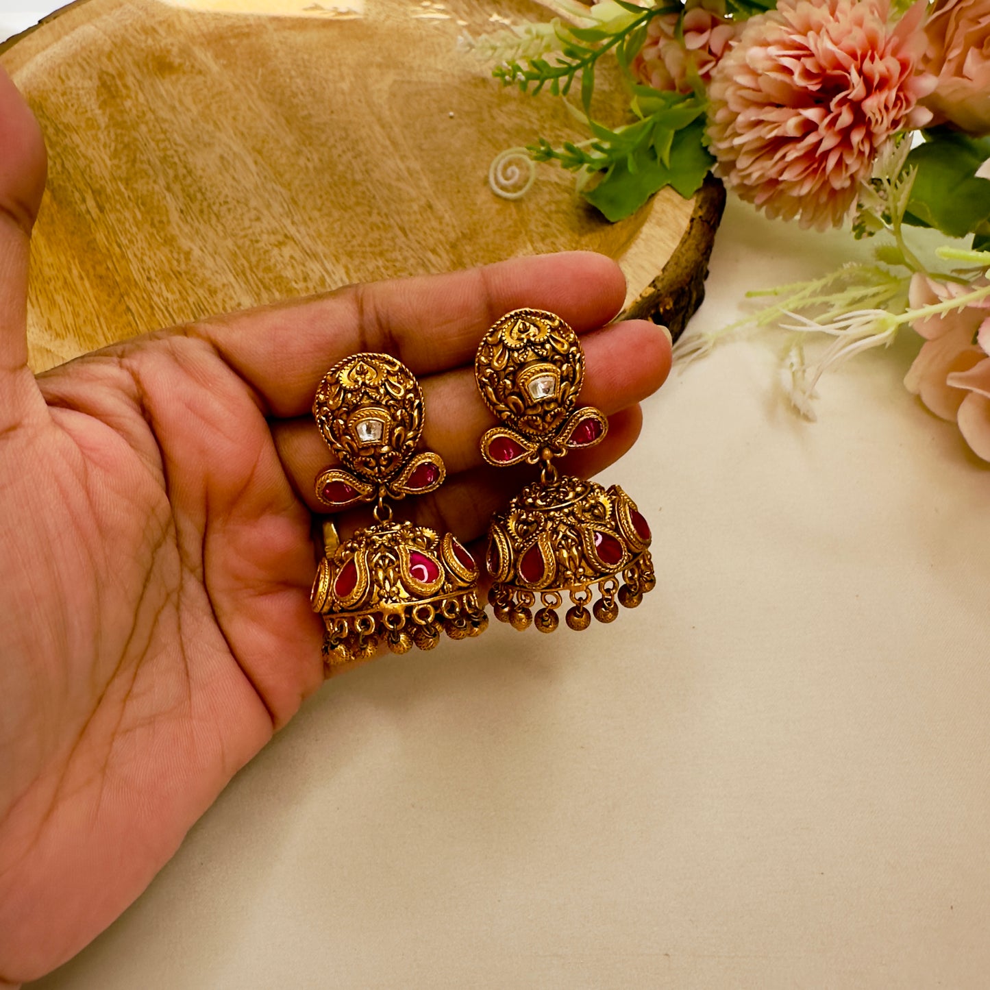 Temple Jhumki Earrings