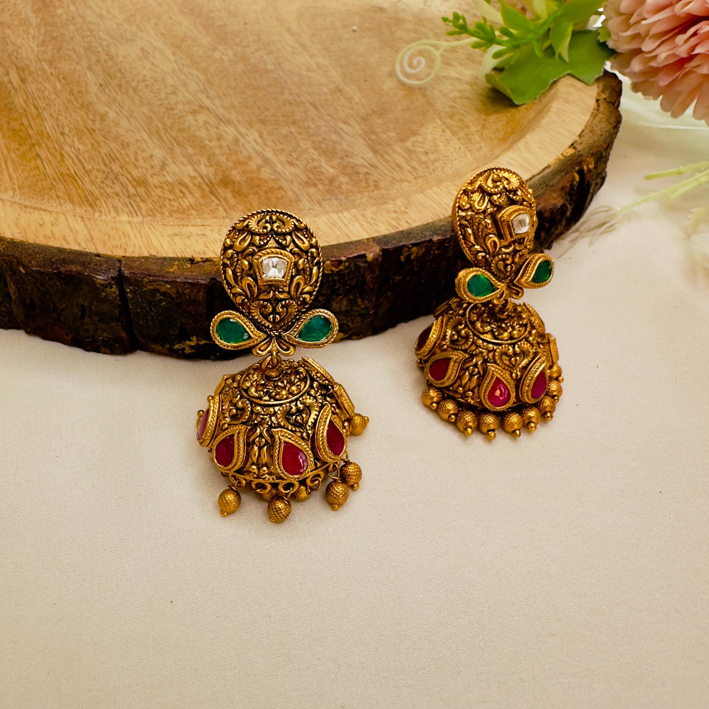 Temple Jhumki Earrings