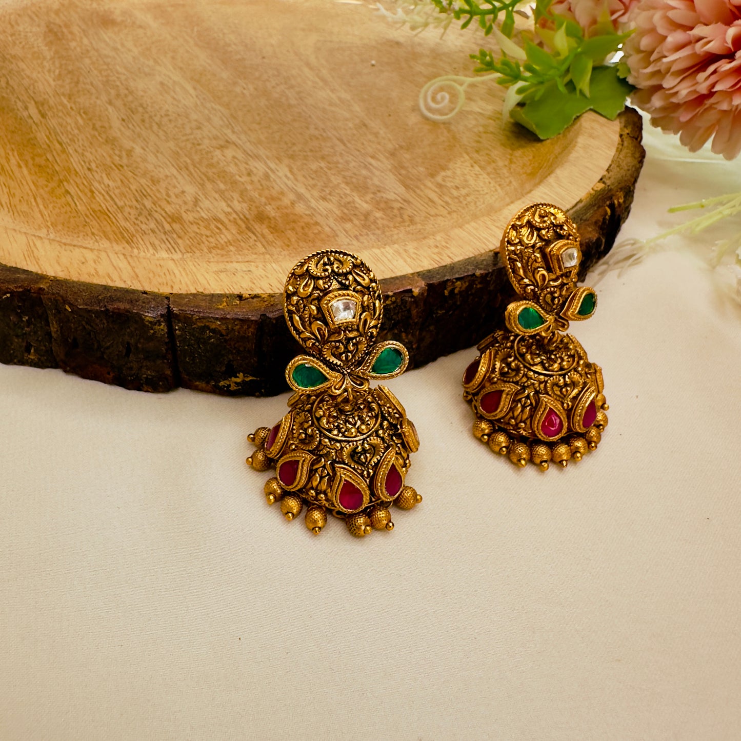 Temple Jhumki Earrings