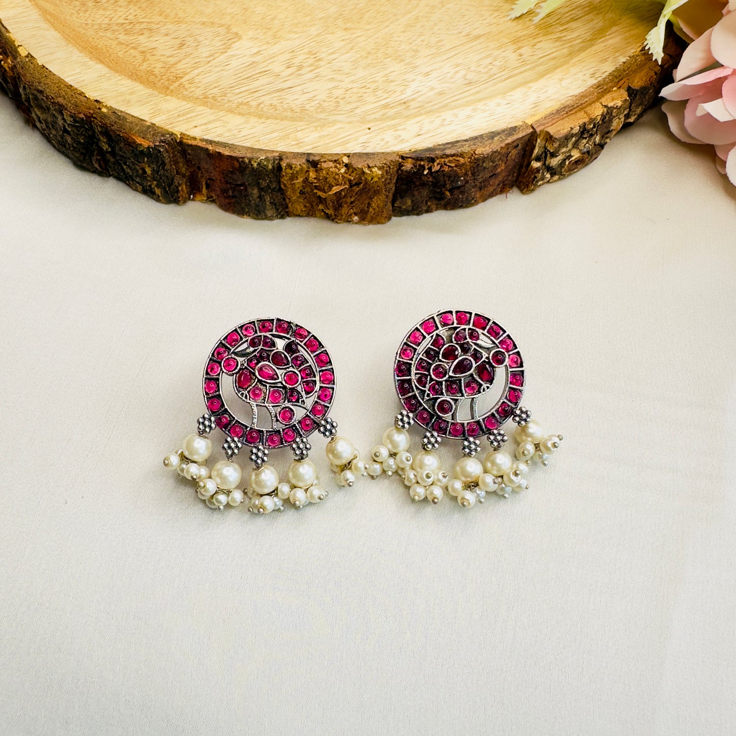 Dual Tone Chain Pendant with earrings