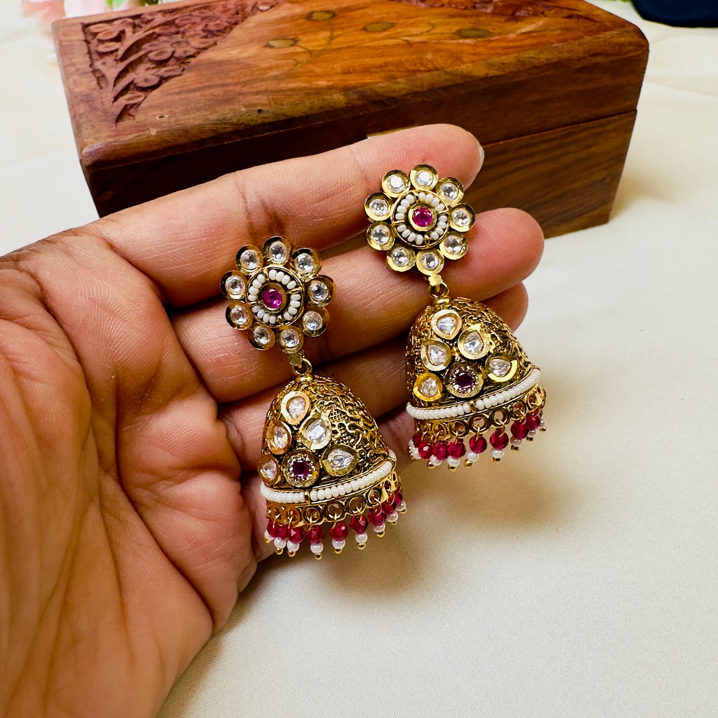 Rajwadi Kundan Jhumki Earrings