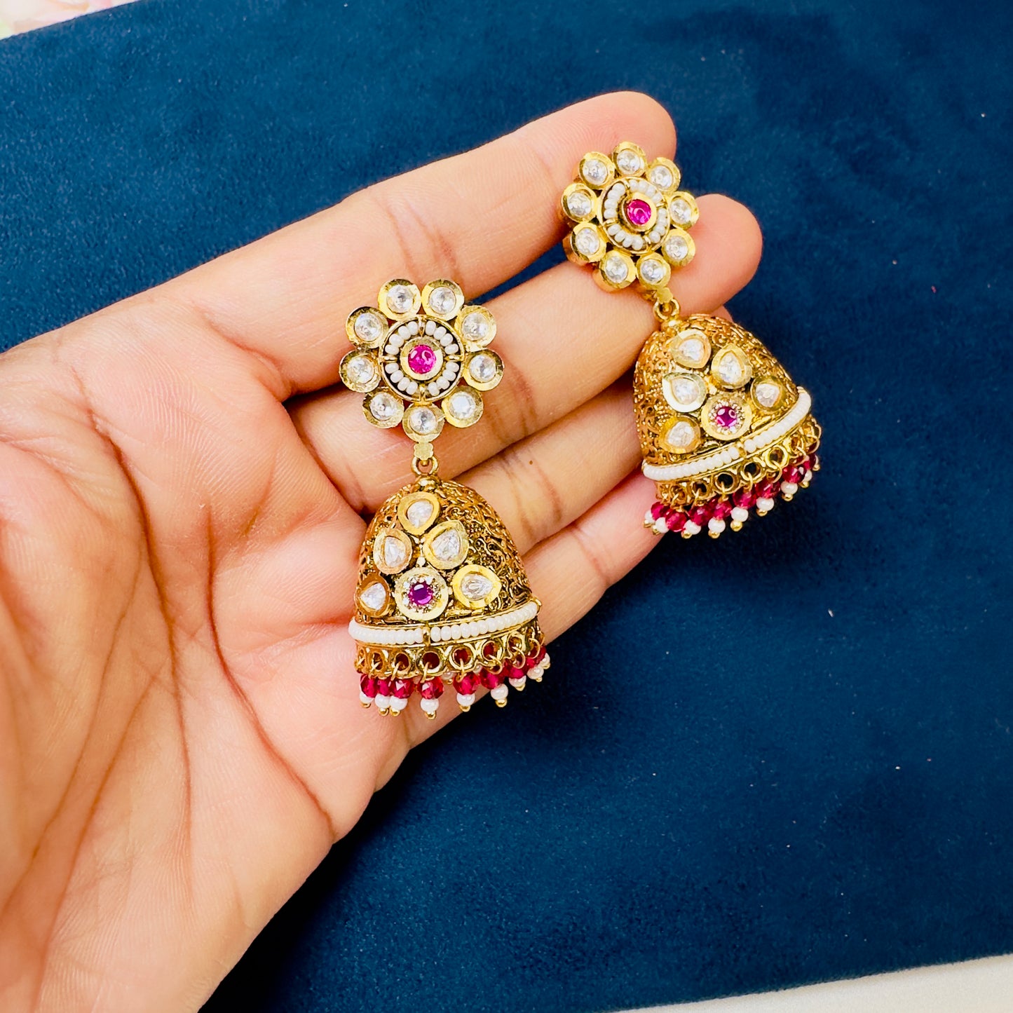 Rajwadi Kundan Jhumki Earrings