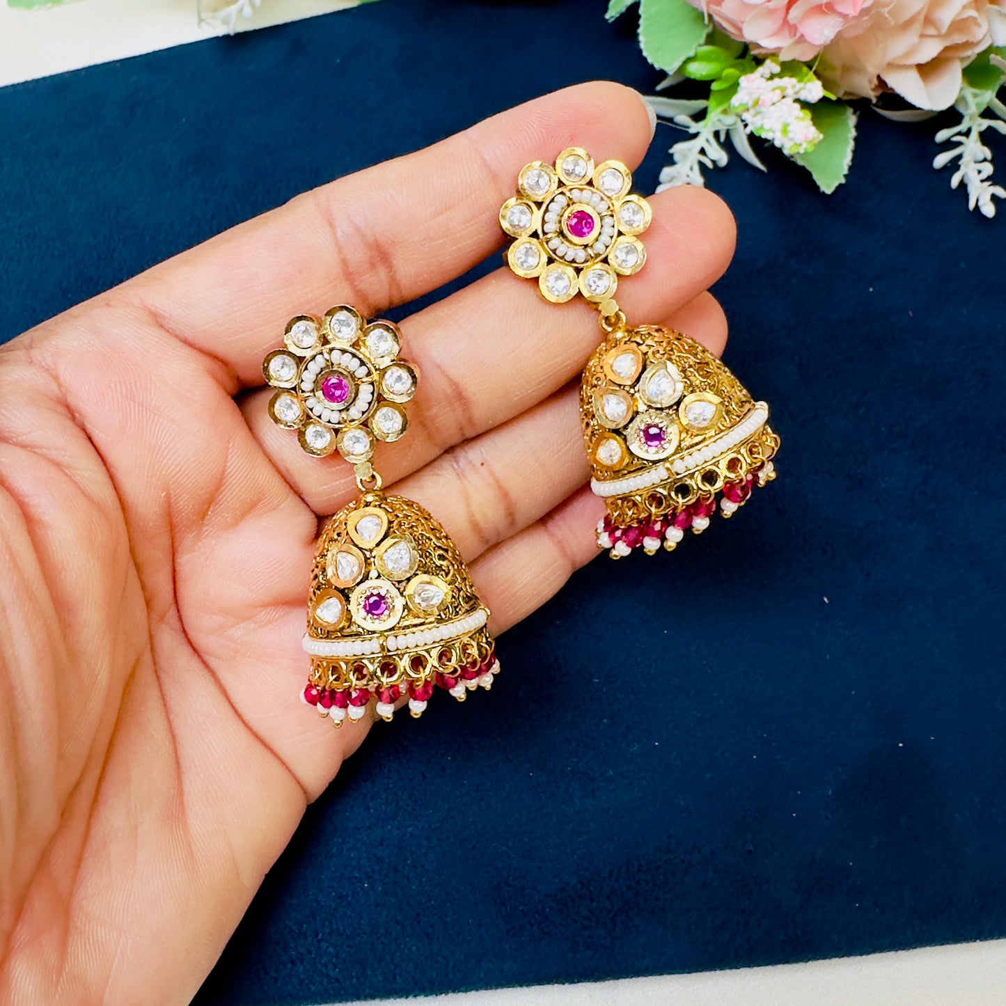 Rajwadi Kundan Jhumki Earrings