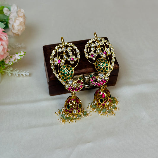 Gold Look a like Jadau Green Earrcuff