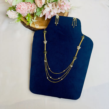 Polki Three Layer Sleek Necklace Set