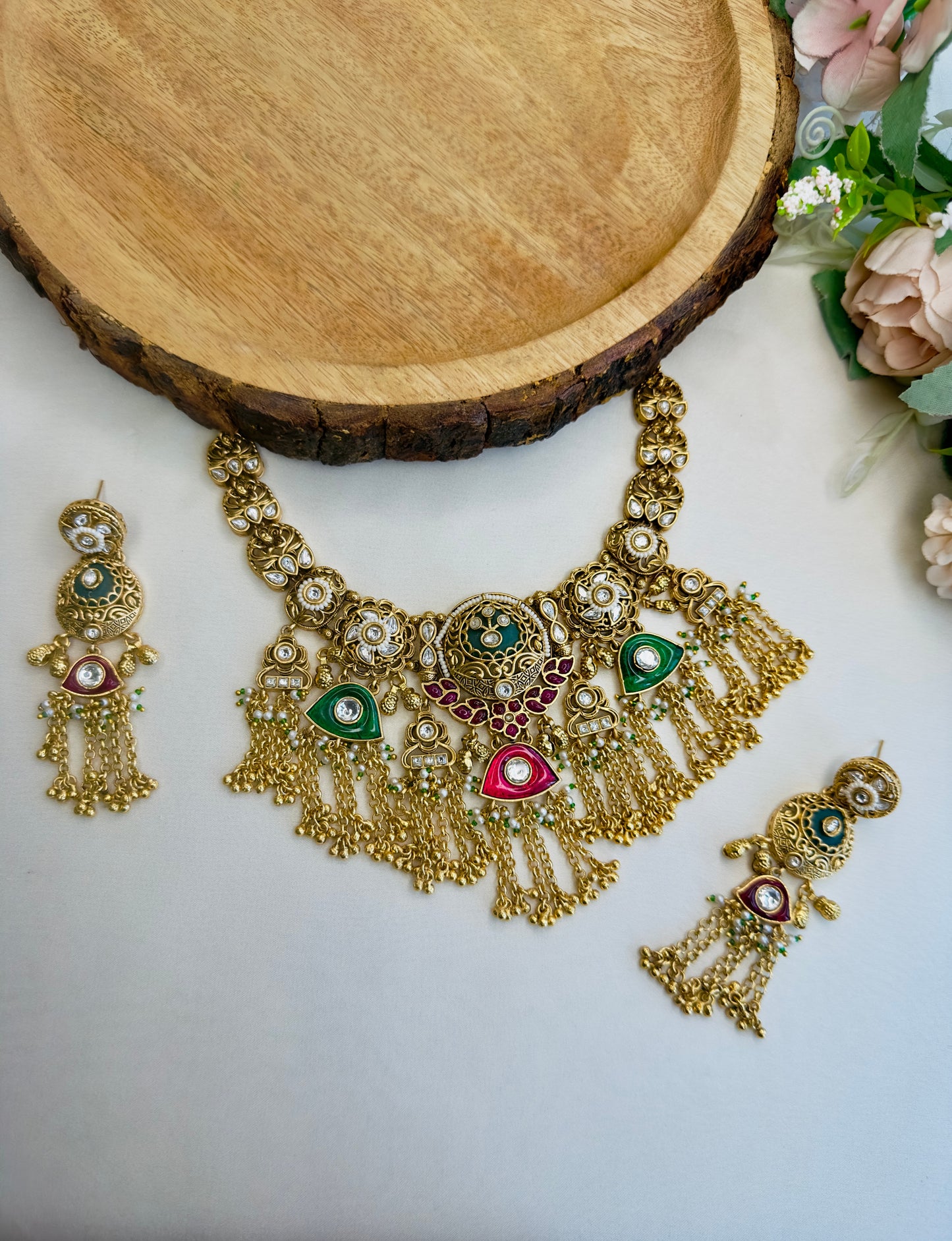 Multicolor Rajwadi Necklace Set