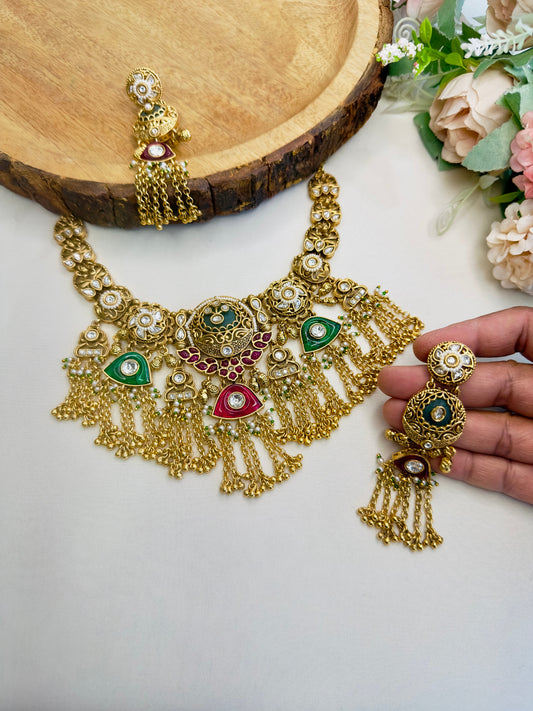 Multicolor Rajwadi Necklace Set