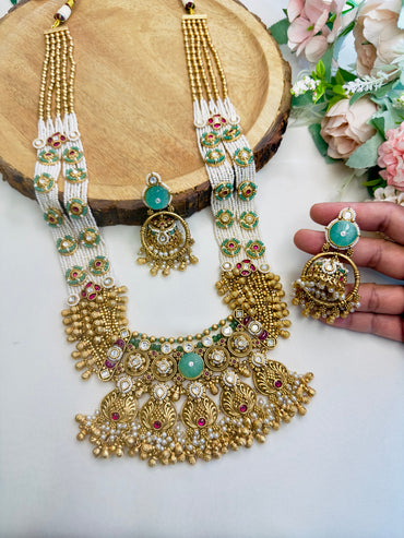 Double Piroyee Mala Rajwadi Necklace Set