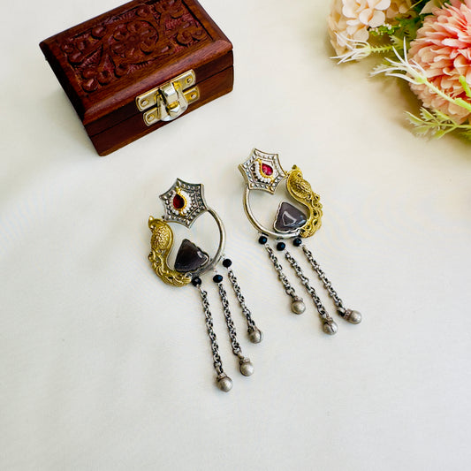 Silver Replica Peacock black Monalisa Earrings