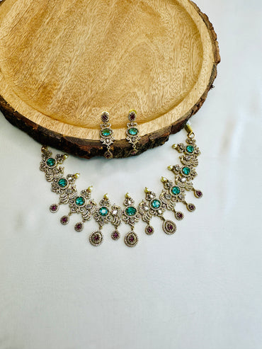 Firoza Ruby Necklace Set