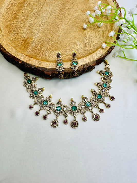 Firoza Ruby Necklace Set