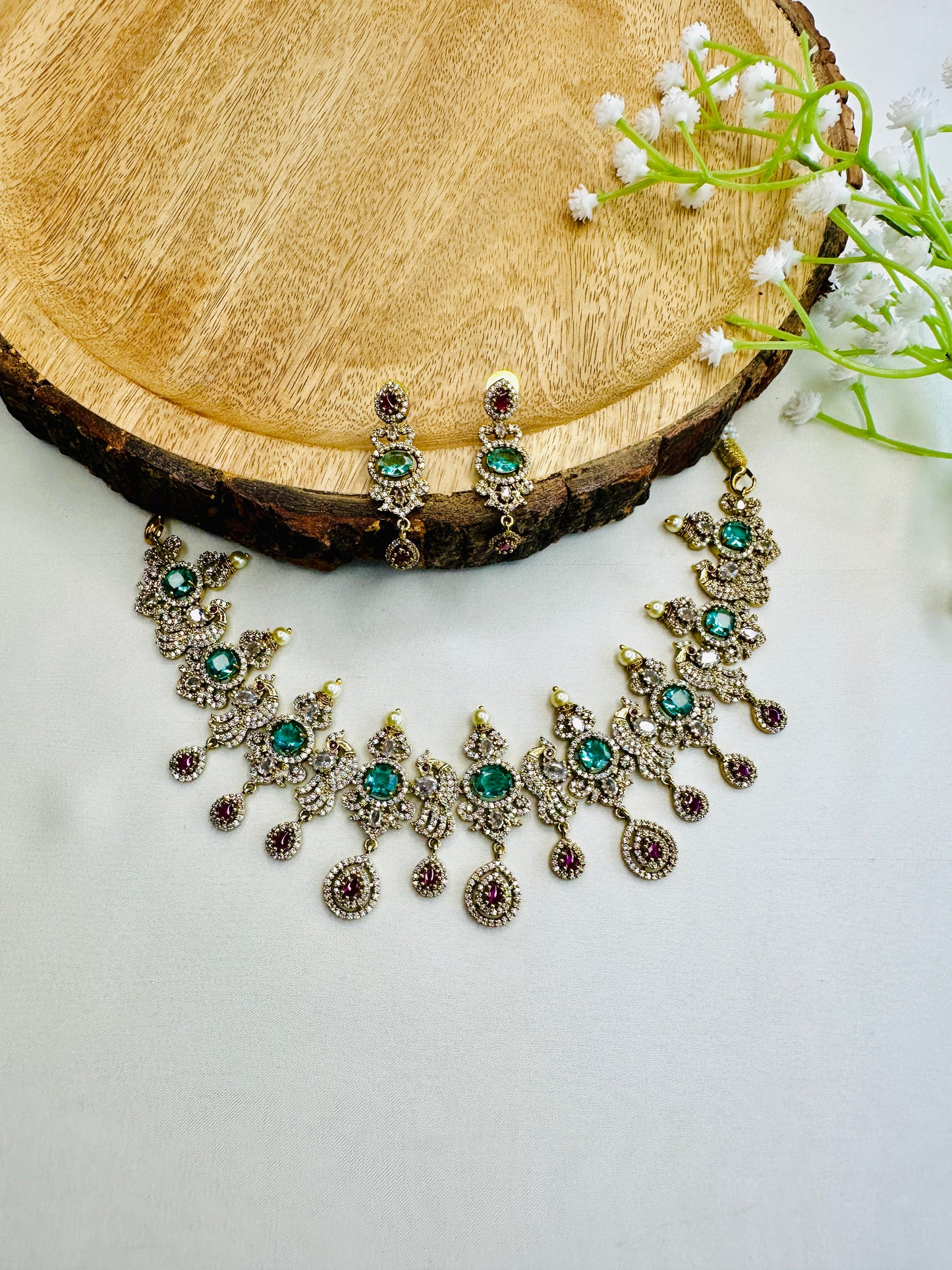 Firoza Ruby Necklace Set
