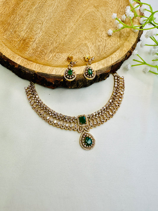 Beautiful AD Temple Polish Necklace Set