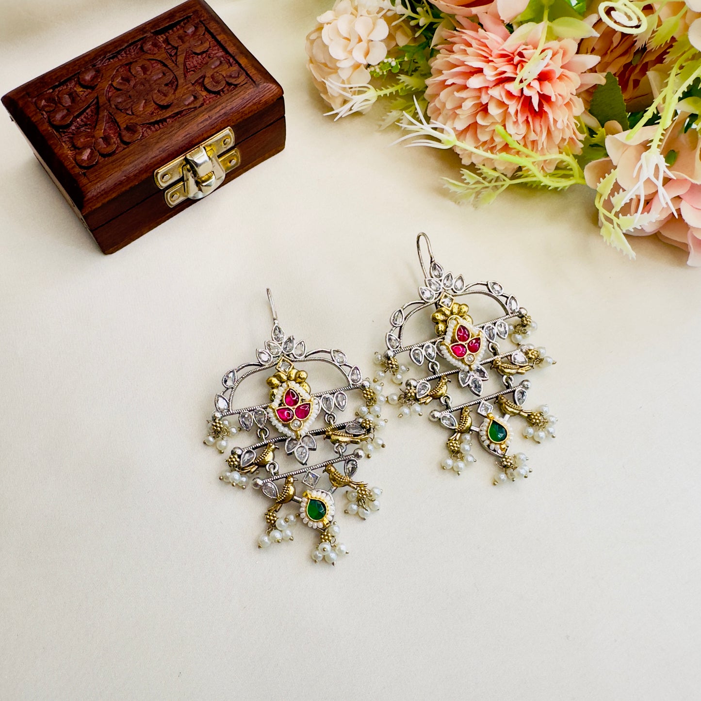 Pachi Kundan AD Silver Replica Earrings