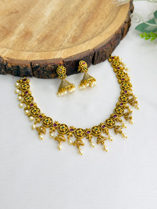 Sleek Seven Jhumki Necklace Set