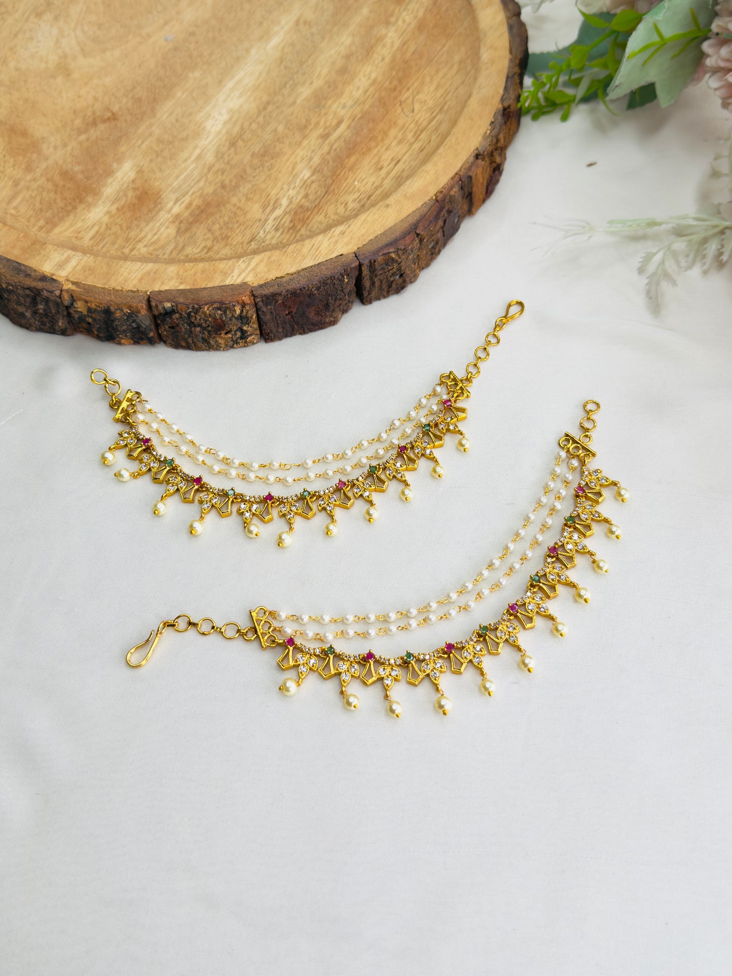 Three layer Pearl AD Ear chain