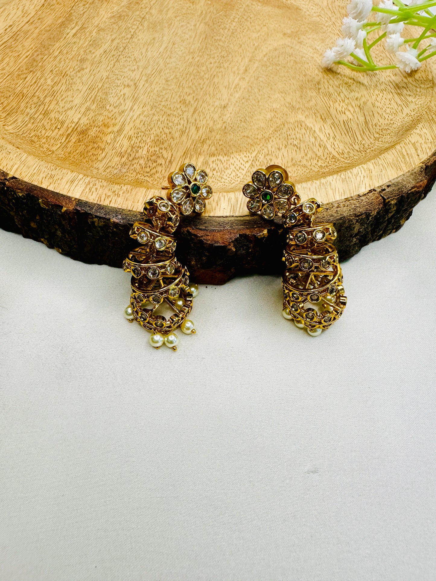 AD Stone Temple polish Jhumki