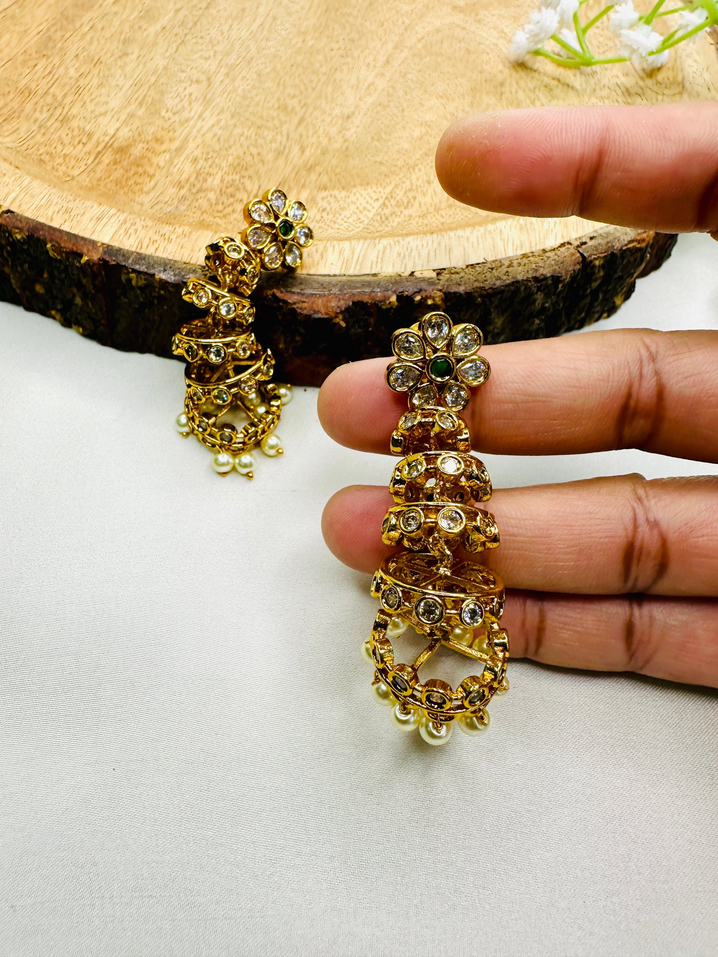 AD Stone Temple polish Jhumki