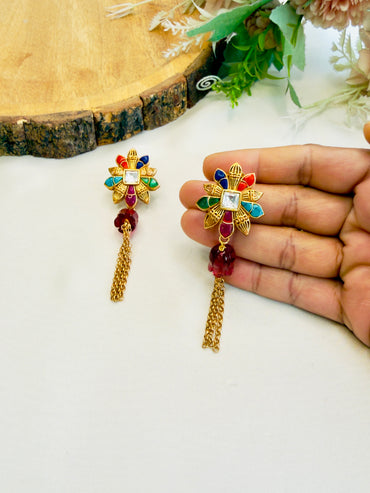 Multicolor Moissanite Aamrapali Earrings