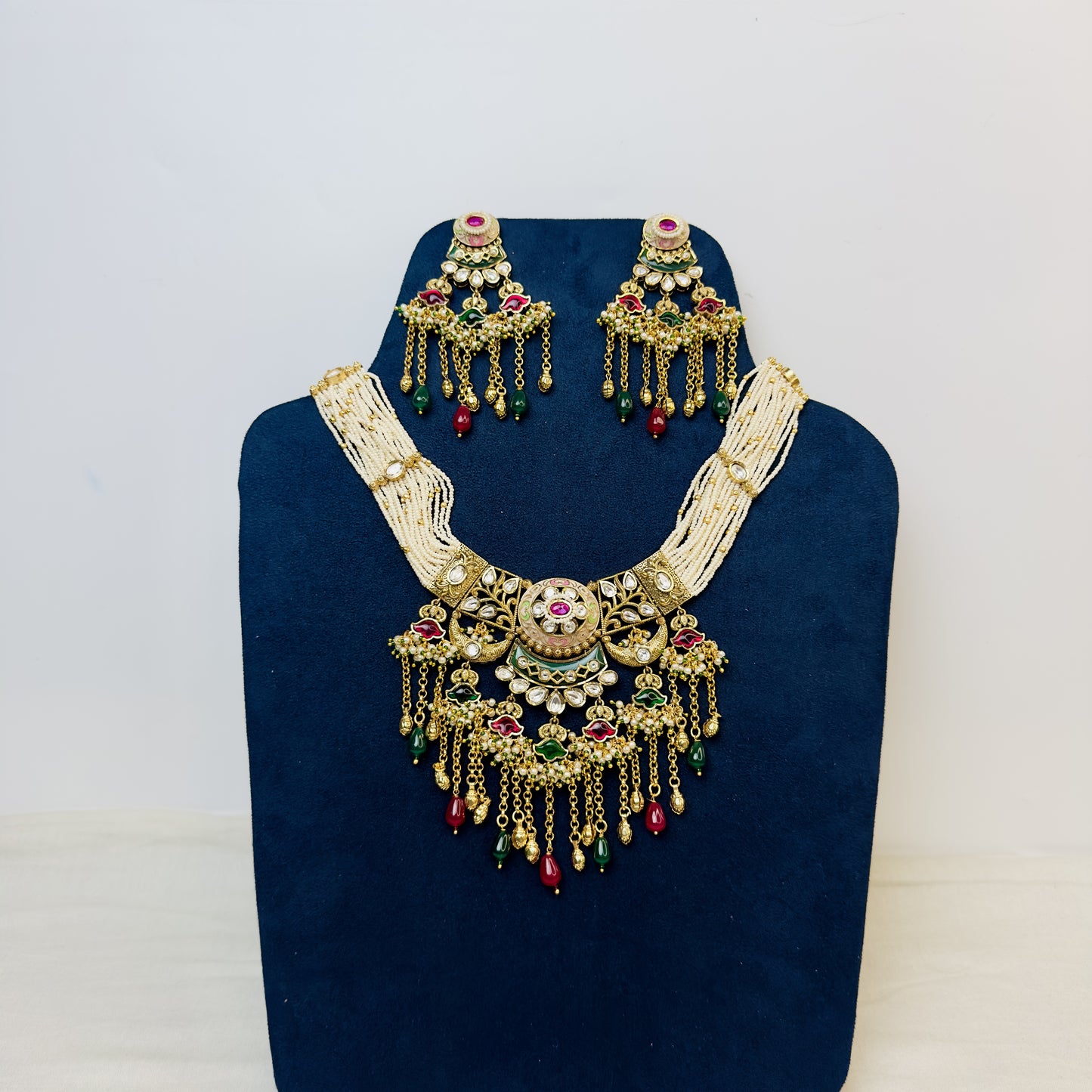 Rajwadi Meenakari Necklace Set