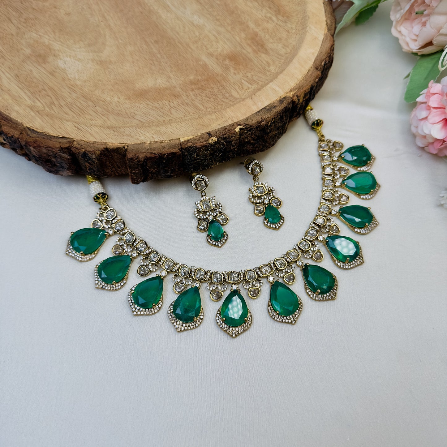 Tanzanite Doublet Kundan work Necklace Set