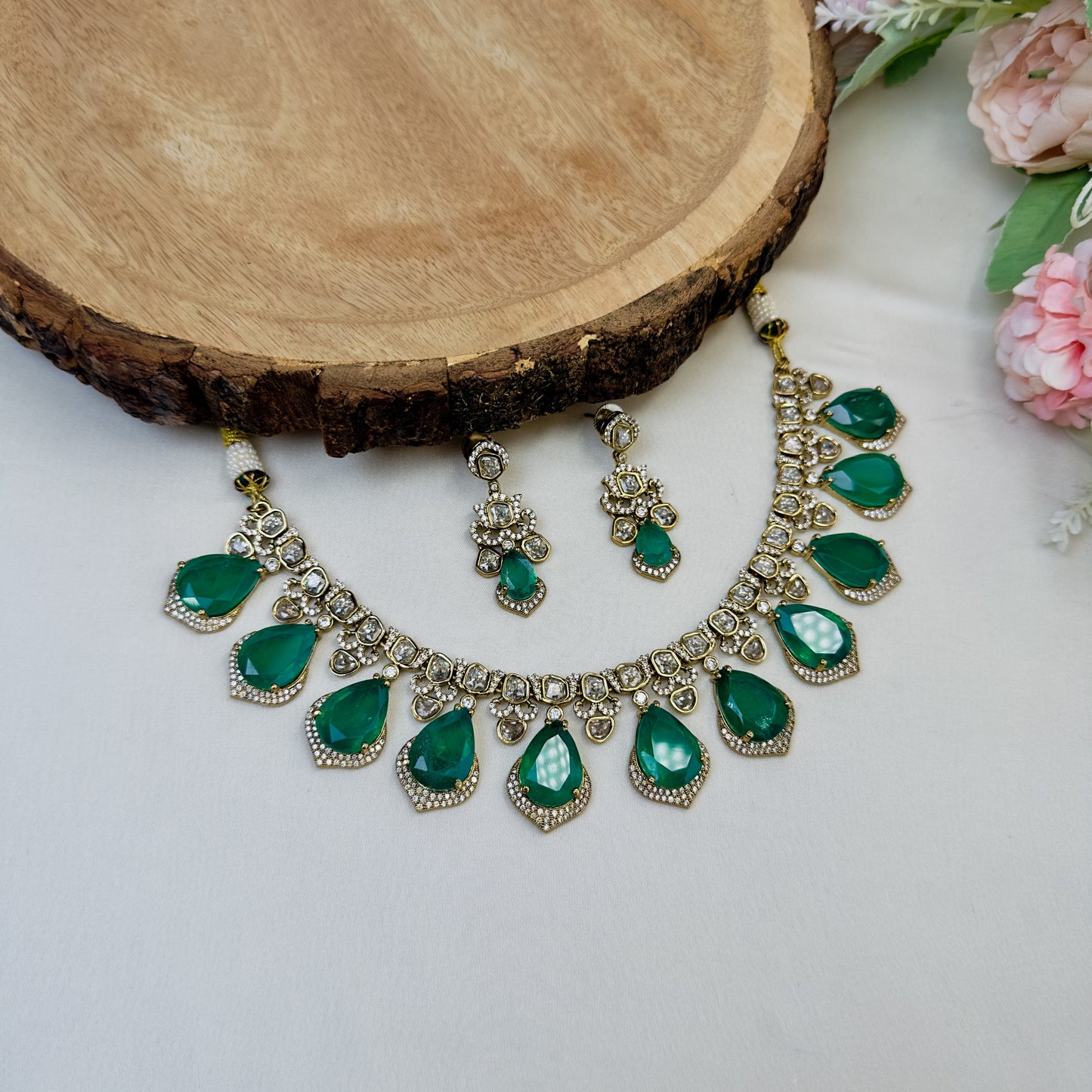 Tanzanite Doublet Kundan work Necklace Set