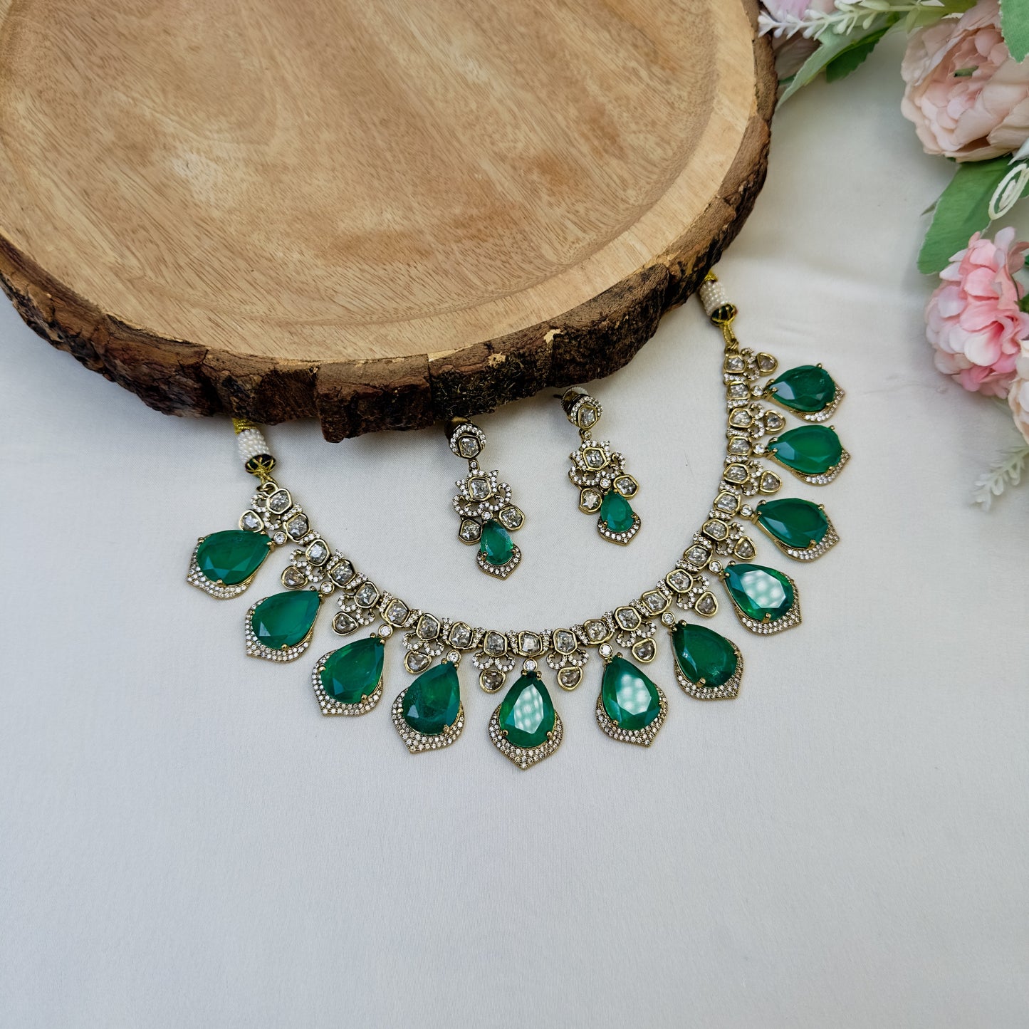 Tanzanite Doublet Kundan work Necklace Set