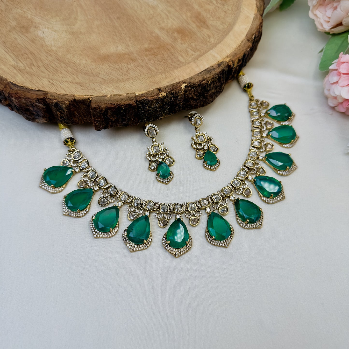 Tanzanite Doublet Kundan work Necklace Set