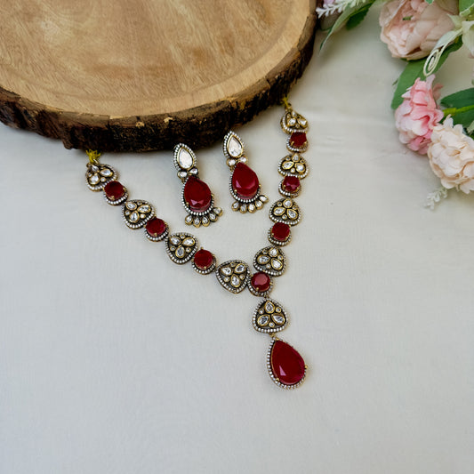 Red Doublet Moissanite Necklace Set