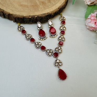 Red Doublet Moissanite Necklace Set