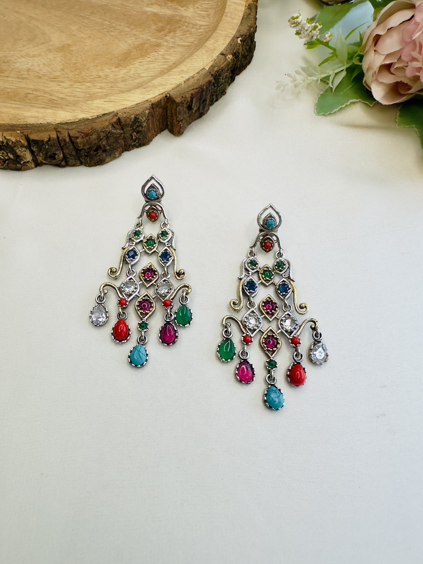 Silver Replica Multicolor Danglers