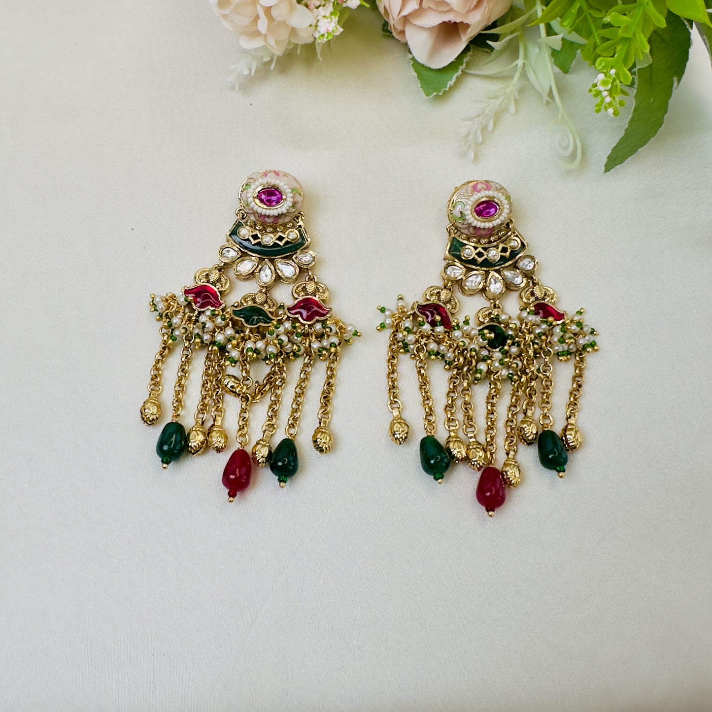Rajwadi Meenakari Necklace Set