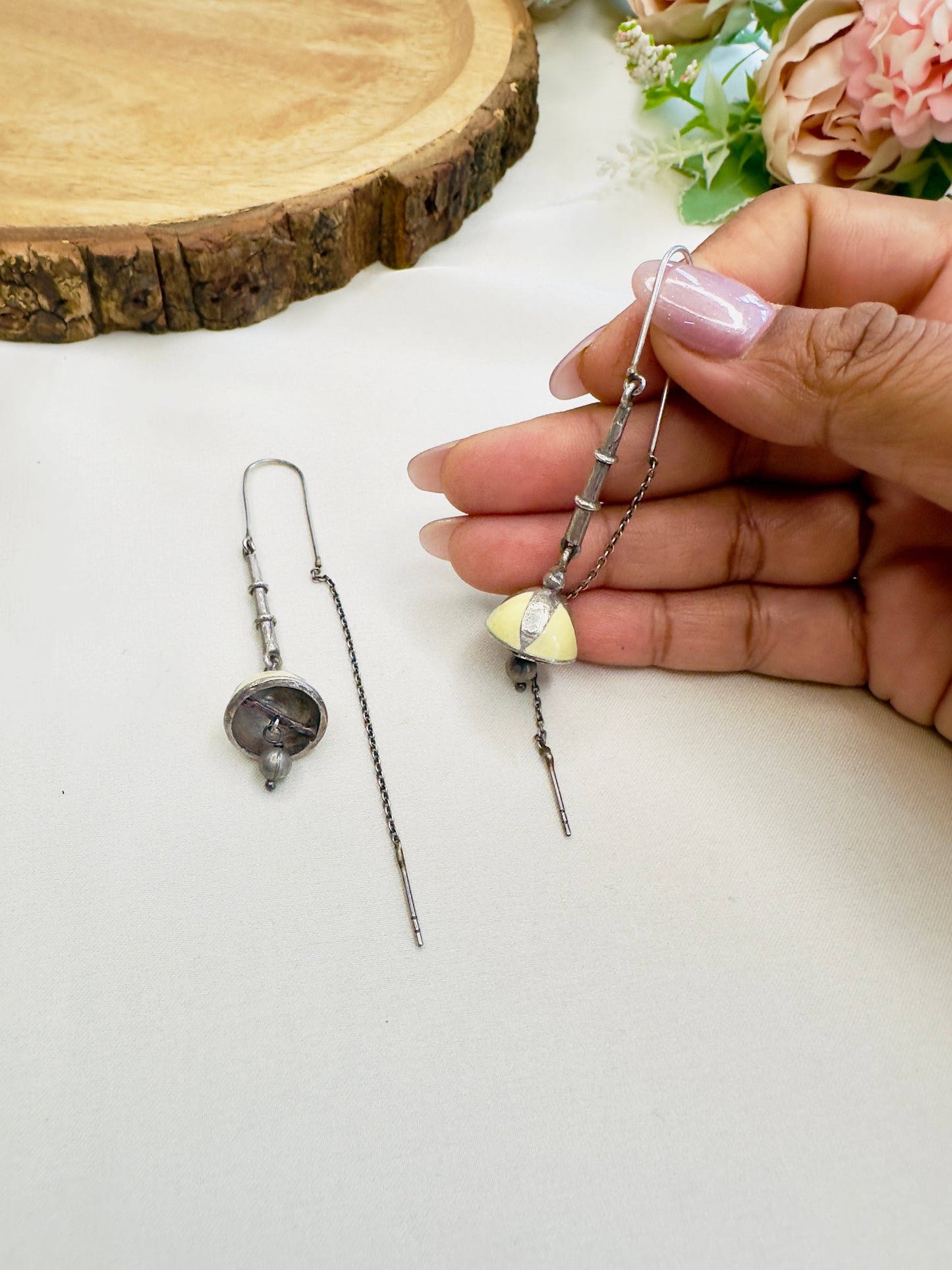 Sui Dhaga Silver Replica Earrings