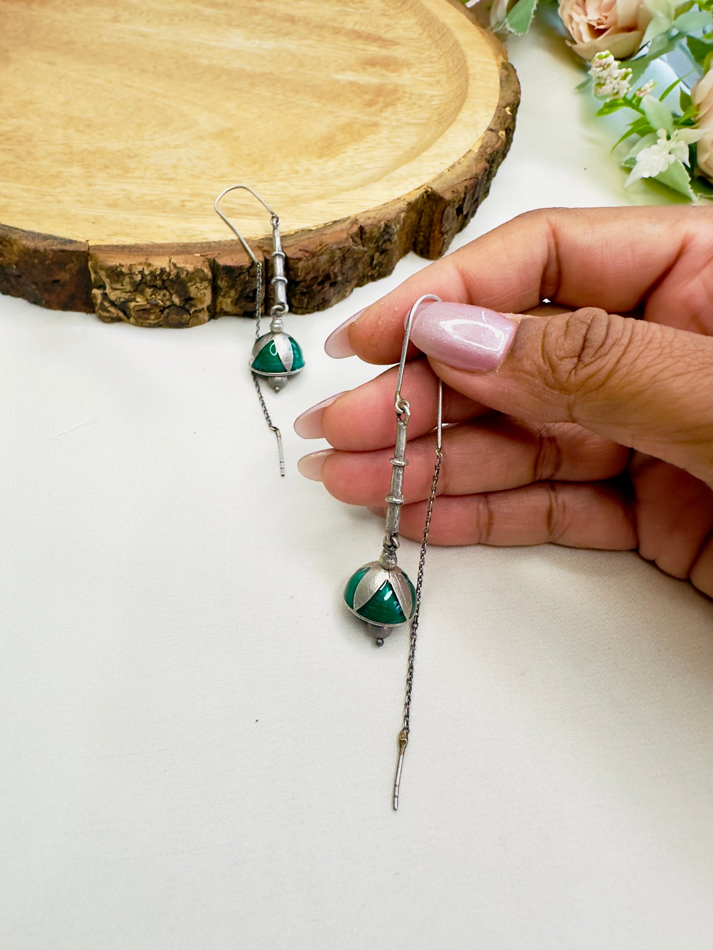 Sui Dhaga Silver Replica Earrings