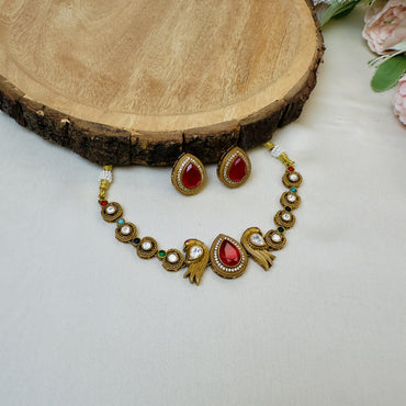 Bird Motif Doublet Short Necklace Set