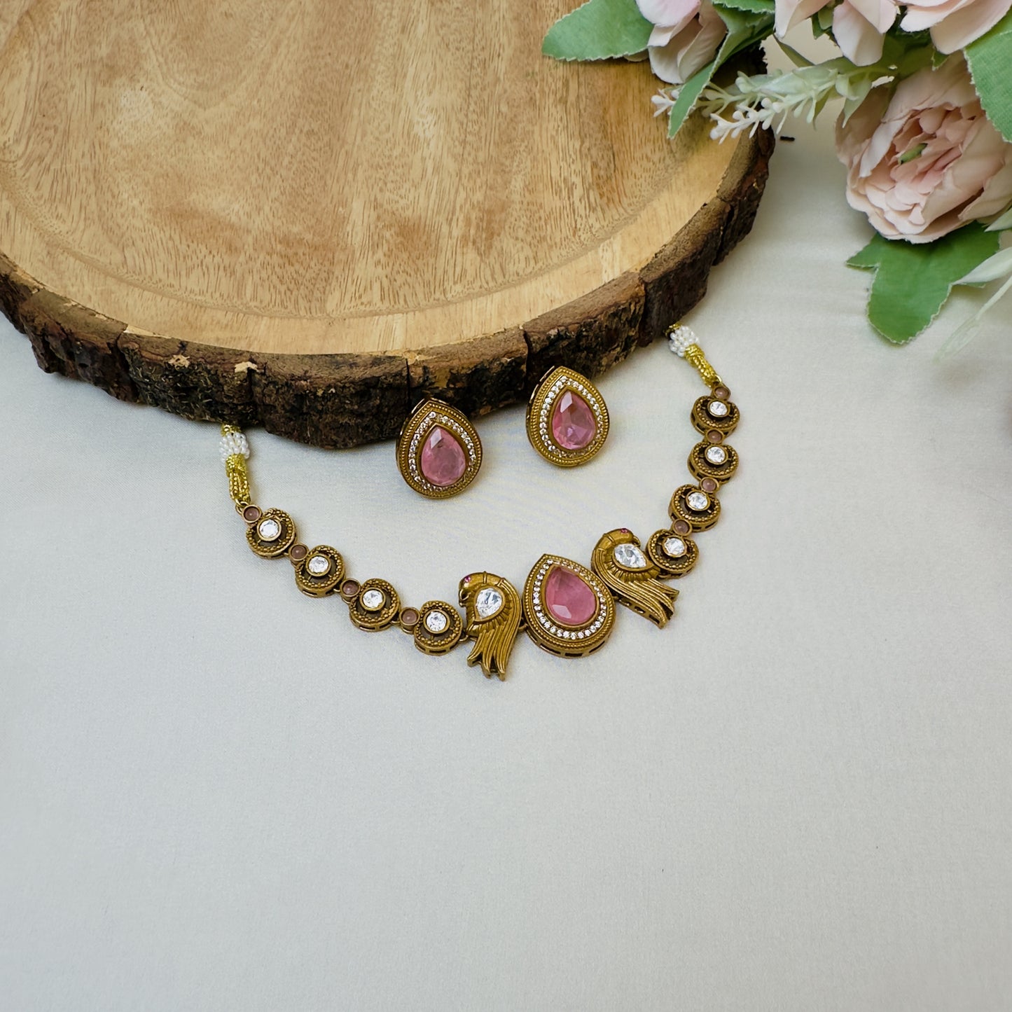 Bird Motif Doublet Short Necklace Set