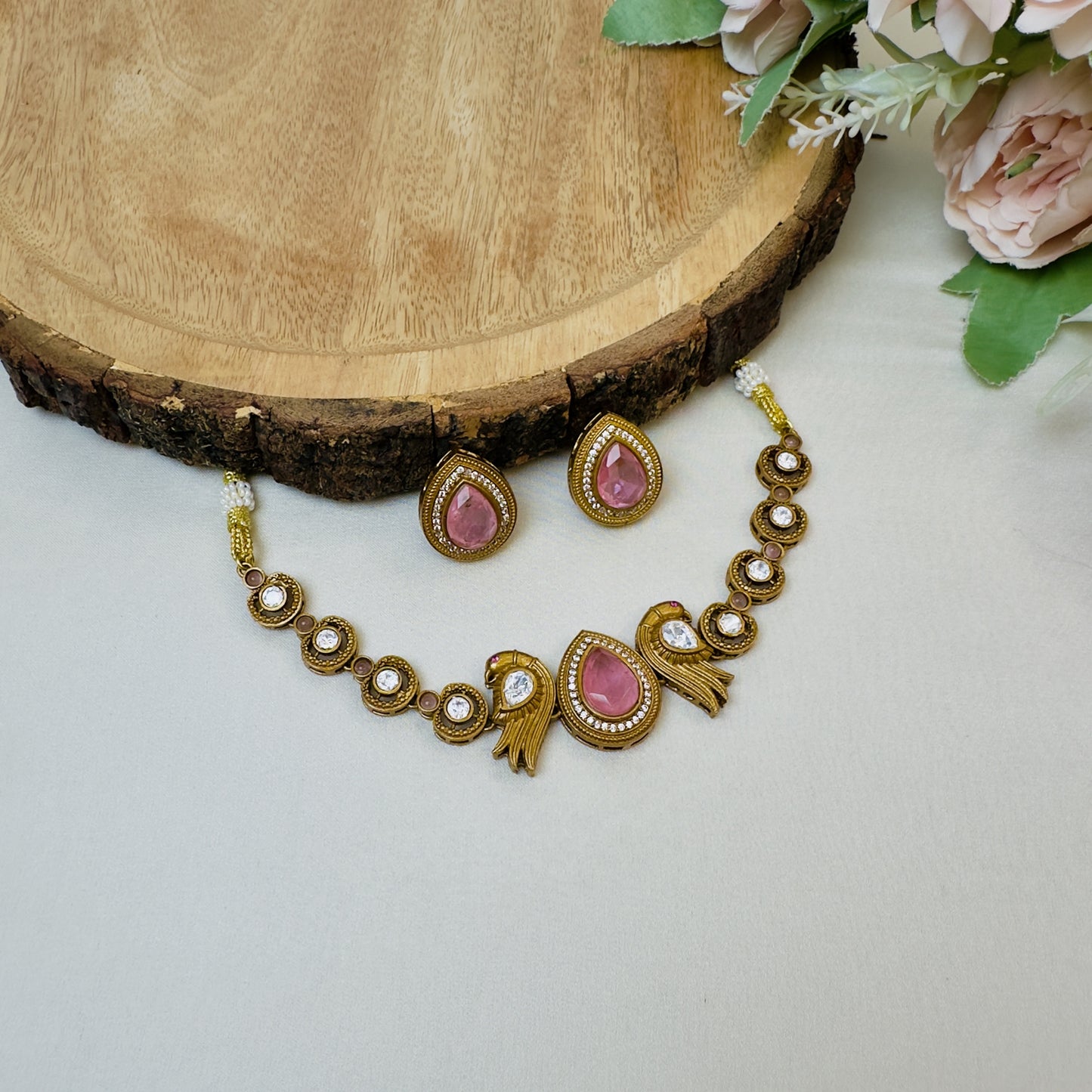 Bird Motif Doublet Short Necklace Set