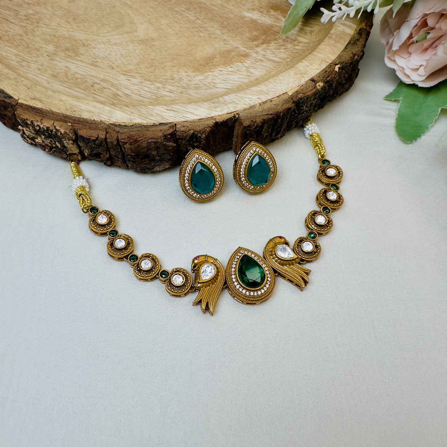 Bird Motif Doublet Short Necklace Set