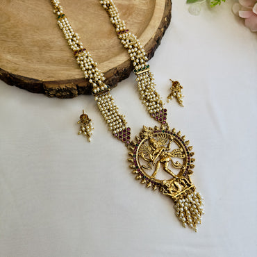 Temple Pearl Work Necklace Set