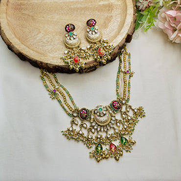 Multicolor Heritage Rajwadi Necklace Set