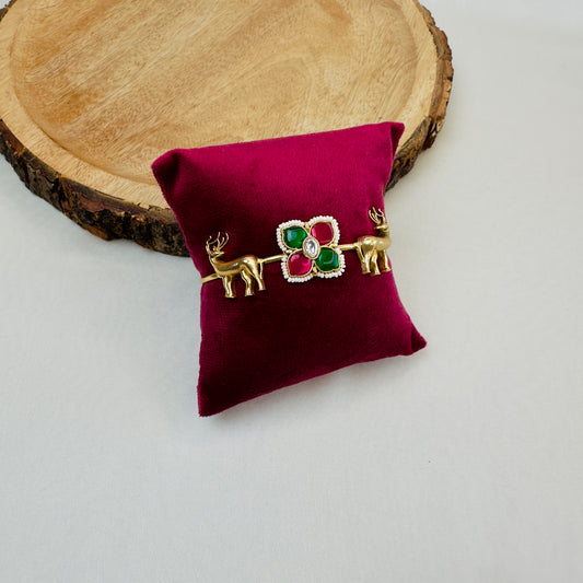 Deer Motif Jadau Bracelet