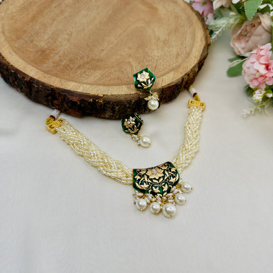 Meenakari Chid Moti Necklace/Choker Set