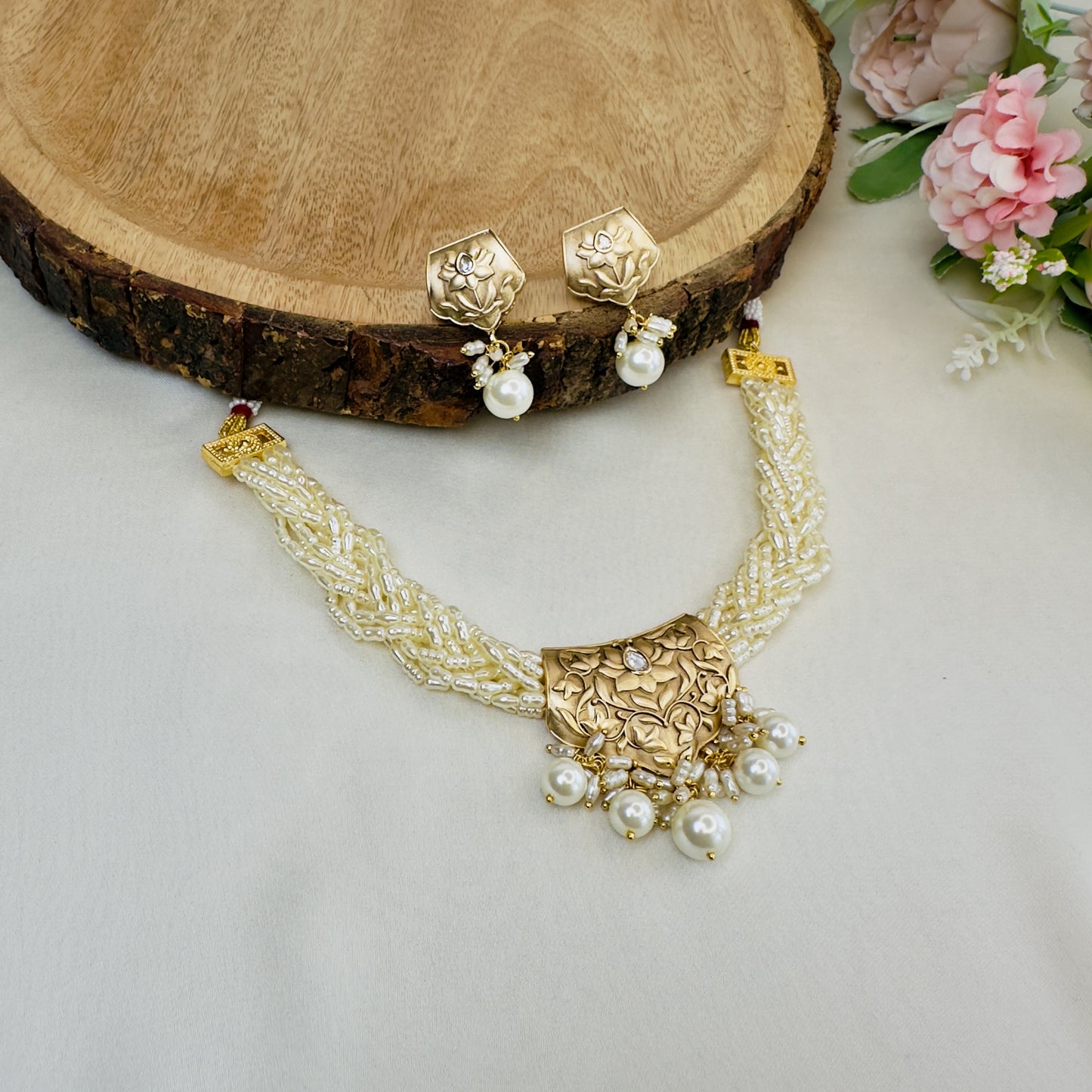 Meenakari Chid Moti Necklace/Choker Set
