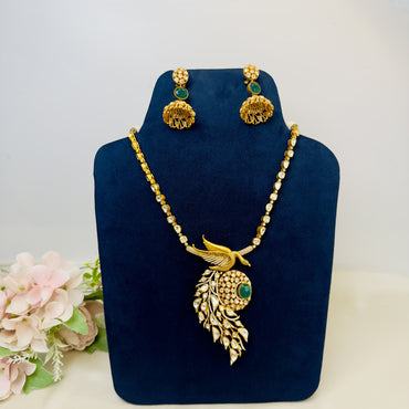 Premium Moissanite Peacock Pendant Necklace Set