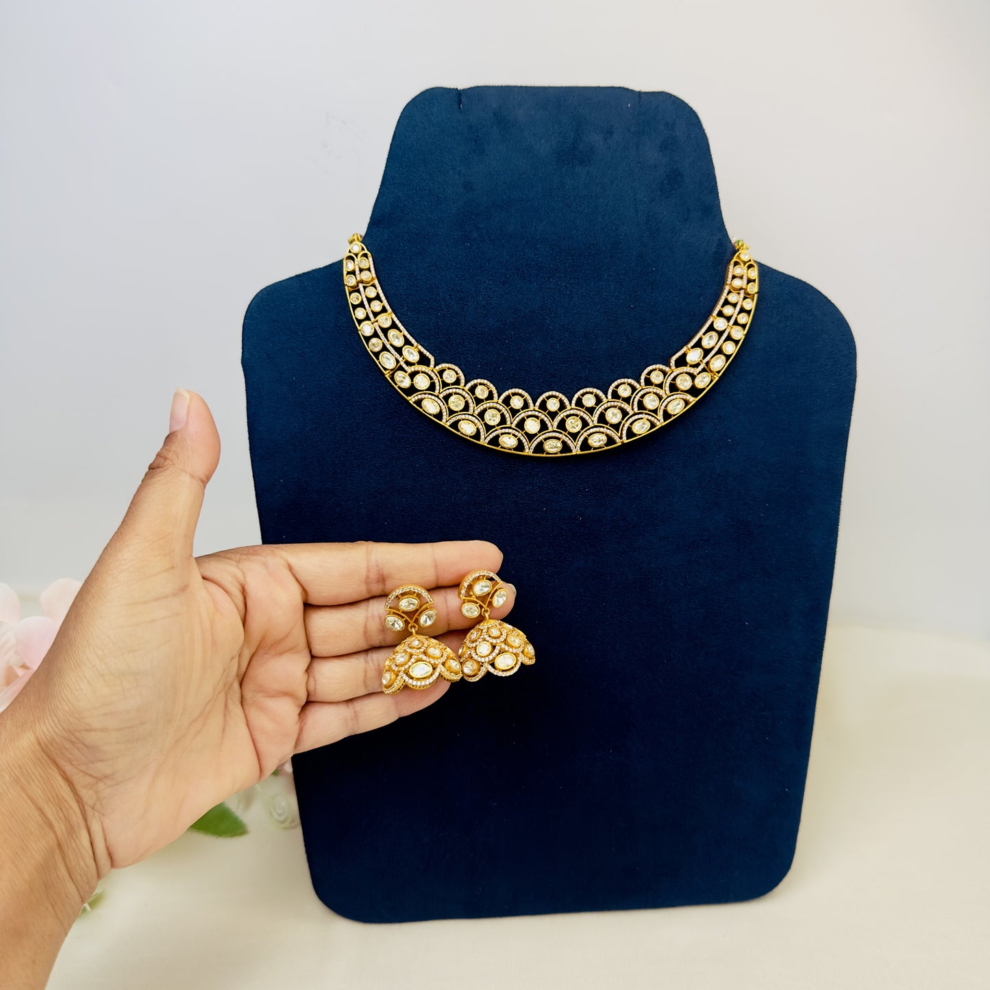 Real Moissanite Hasli Pattern Necklace Set